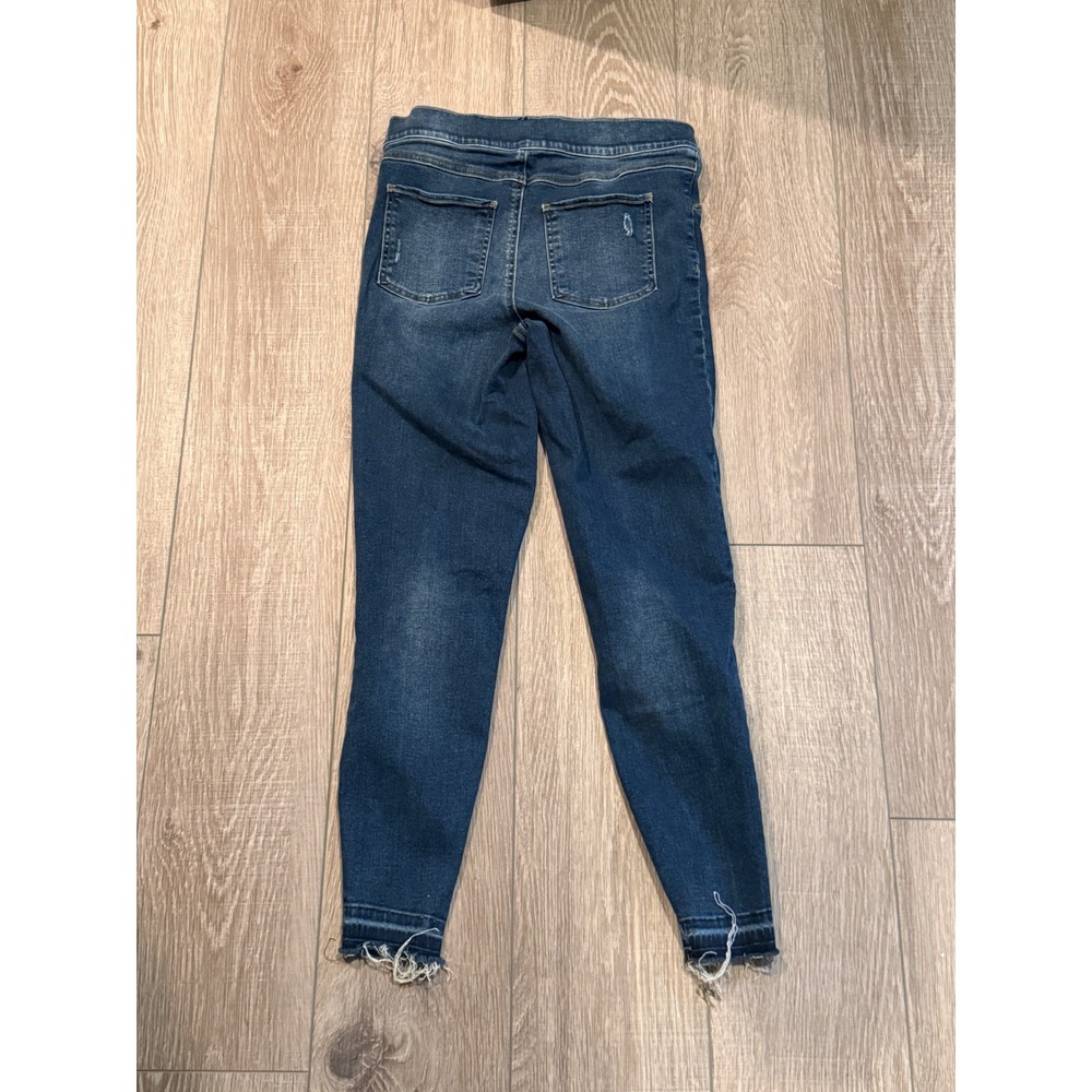Spanx Jean-ish Ankle Leggings Medium Indigo Distressed Raw Hem Skinny Jeans M - Picture 2 of 9